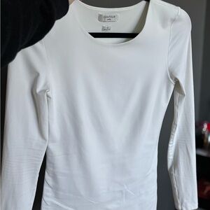 Aritzia White Long Sleeve Contour Top